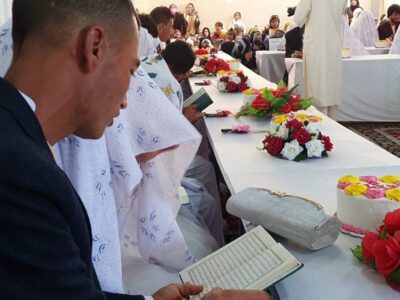 برگزاری مراسم ازدواج دسته جمعی در بامیان؛ ۱۷ زوج به گونه دسته جمعی عروسی شانرا جشن گرفتند